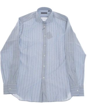 Corneliani Striped French-Collar Shirt - Blue