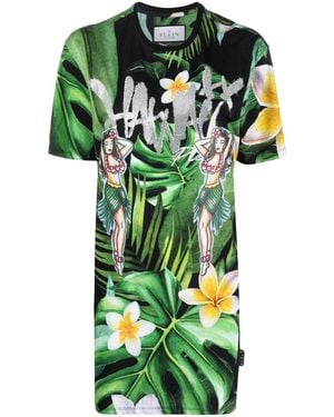 Philipp Plein Hawaii-Print T-Shirt - Green