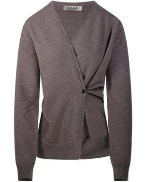 Rohe Twist-Detail V-Neck Cardigan - Grey