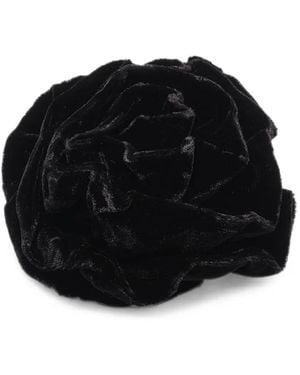 Maliparmi Velvet Rose-Shaped Brooch - Black