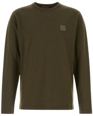 Stone Island T-Shirt En Jersey De Coton Biologique Crepe_S.I. Ghost 2100036 - Vert