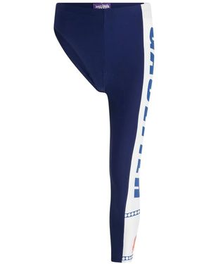 Jean Paul Gaultier Asymmetric Printed Cyclist Trousers - Blue