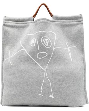 Plan C Graphic-Print Tote Bag - Grey