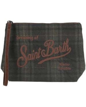 MC2 Saint Barth Clutch Aline Con Stampa Tartan - Grigio