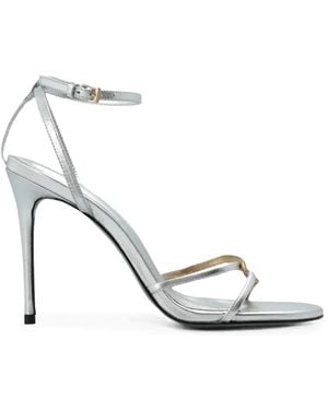Black Suede Studio Miley Leather Sandals - White