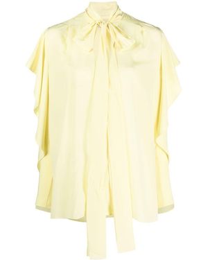 Del Core Ruffled Silk Pussy-Bow Blouse - Yellow