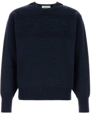 McQueen Skull-Intarsia Jumper - Blue