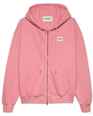 HOPEIUM Logo-Patch Zip-Up Hoodie - Pink
