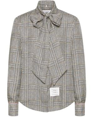 Thom Browne Hunting Tweed Silk Twill Shirt - Grey