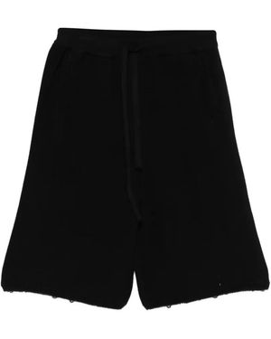 Laneus Drawstring Raw-Edge Shorts - Black