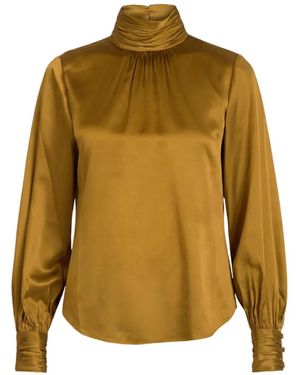 Cinq À Sept Jayla High-Neck Silk Top - Yellow