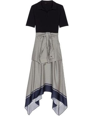 Maje Printed Two-Tone Dress - Black