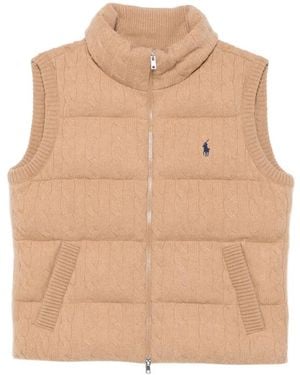 Polo Ralph Lauren Cable-Knit Padded Gilet - Natural