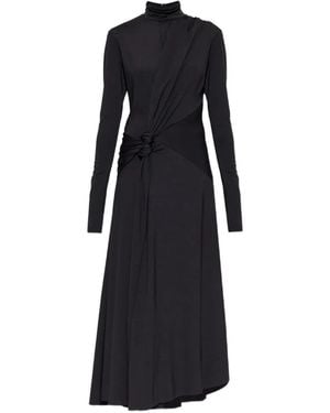 Victoria Beckham Asymmetrical Dress With A Turtleneck - Black