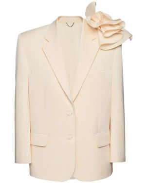 Magda Butrym Flower-Detail Single-Breasted Blazer - White