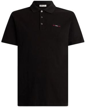Bally Logo-Embroidered Ribbon-Detail Polo Shirt - Black