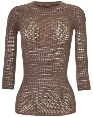 Wolford Daisy Net Long-Sleeve Top - Brown