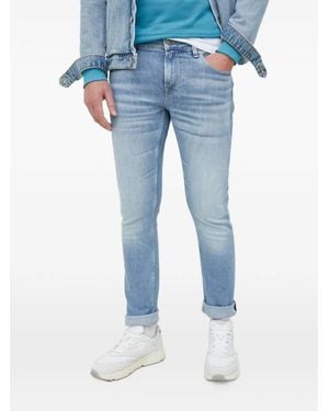 Guess Vaqueros Con Detalle Del Logo - Azul