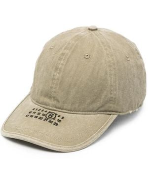 MM6 by Maison Margiela Logo-Embroidered Distressed Baseball Cap - Natural