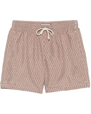 Canali Patterned Drawstring Swim Shorts - Pink
