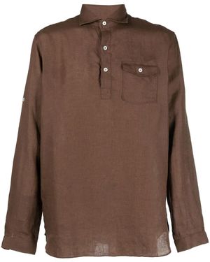 Lardini リネン ポロシャツ - ブラウン