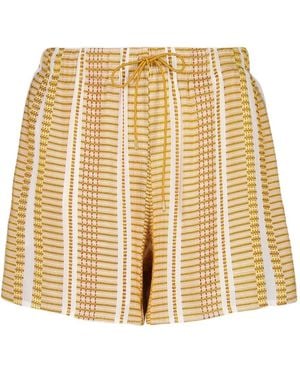 Zeus+Dione Textured-Stripe Drawstring Shorts - Metallic