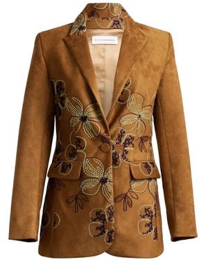 Silvia Tcherassi Rebeca Floral-Embroidered Jacket - Brown