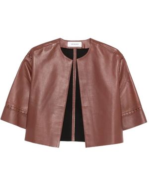 Yves Salomon Laser-Cut Lambskin Jacket - Brown
