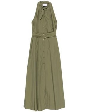 Isabelle Blanche Belted Tie-Neck Maxi Dress - Green