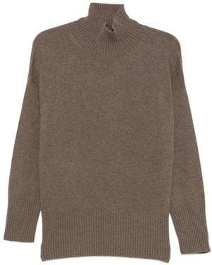 Roberto Collina Ribbed-Trim High-Neck Sweater - Brown