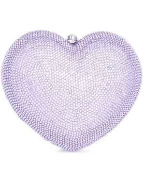 Judith Leiber L'Amour Petit Coeur Crystal-Embellished Heart-Shaped Clucth Bag - Purple