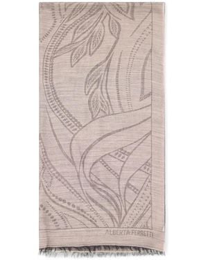 Alberta Ferretti Floral-Design Shawl - Natural