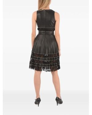 Philipp Plein Studded Lace-Panel Midi Dress - Black