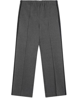 Miu Miu Pantalones Con Logo Bordado Y Raya Lateral - Gris