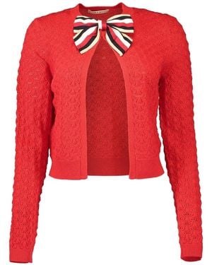 Alice + Olivia Open-front Bow-detailing Cardigan - Red