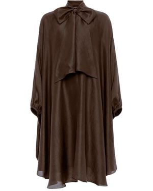 Azeeza Emlyn Bow-Neck Midi Dress - Marron