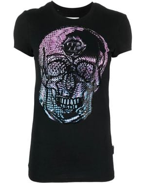 Philipp Plein Crystal-Embellished Skull T-Shirt - Black