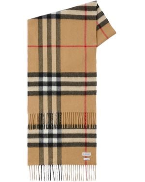 Burberry Check-Pattern Fringed Scarf - Natural