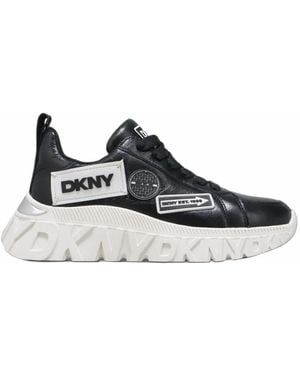 DKNY Lexie Logo-Plaque Sneakers - White