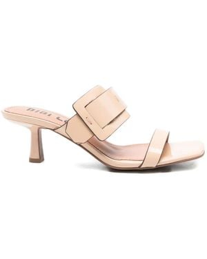 Bibi Lou Buckled Leather Mules - Pink