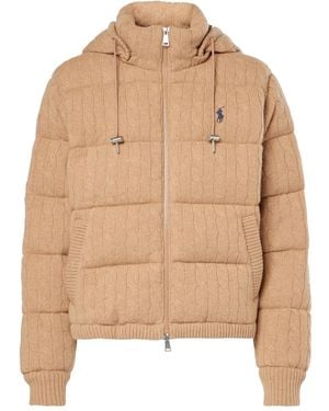 Polo Ralph Lauren Cable-Knit Wool And Cashmere Down Jacket - Natural