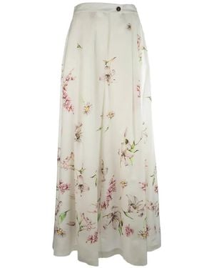 Co.Go Floral-Detail Silk Trousers - White
