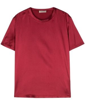 Blanca Vita Crew-Neck Satin T-Shirt - Red