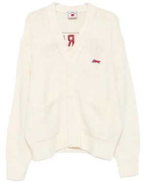 ICECREAM University Chunky-Knit Logo-Patch Cardigan - White