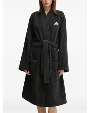 adidas Logo-Embroidered Belted Bathrobe - Black