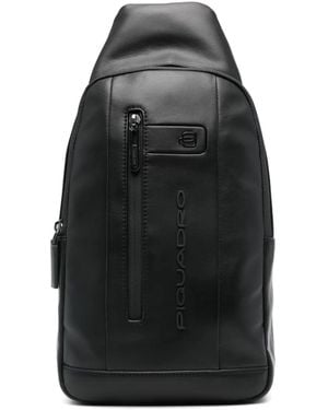 Piquadro Logo-Embossed Backpack - Black