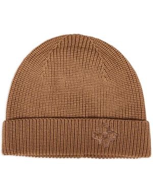 Tagliatore Turn-Up Logo-Embroidery Beanie - Brown