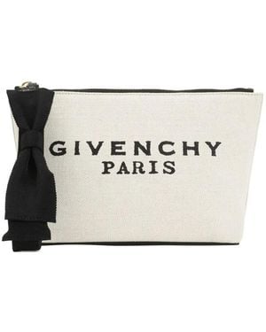 Givenchy Bow-Detail Logo-Print Clutch Bag - White