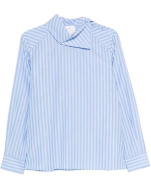Trame Auree Camisa Nina De Rayas Con Cuello Asimétrico - Azul