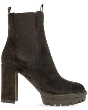 Gianvito Rossi Barry Suede Platform Ankle Boots - Brown